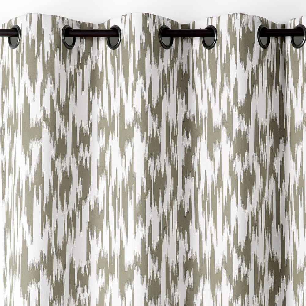 Rideau jacquard motif ikat en fils upcyclés polyester kaki 140x280 cm — vue 4