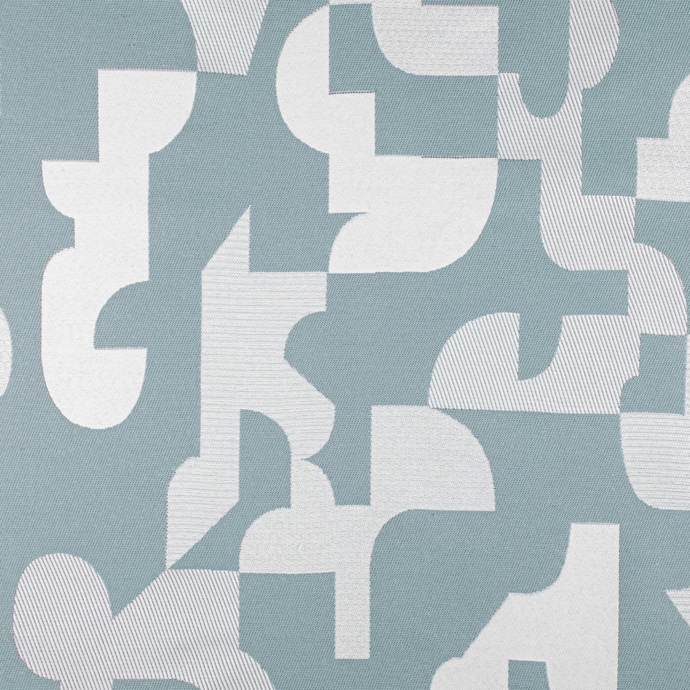 Rideau jacquard géométrique texturé rétro coton bleu 260 x 140 — vue 3