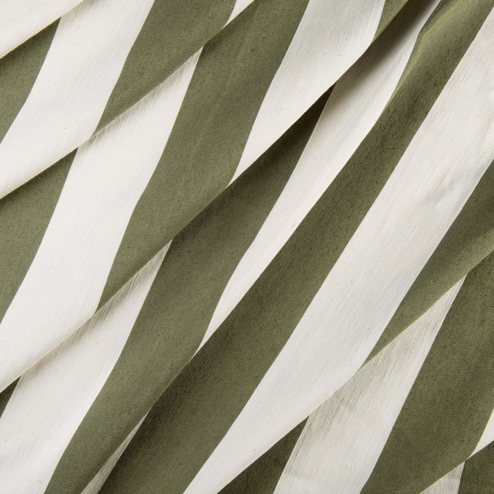 Rideau à rayures verticales en armure satin avec œillets coton vert — vue 3