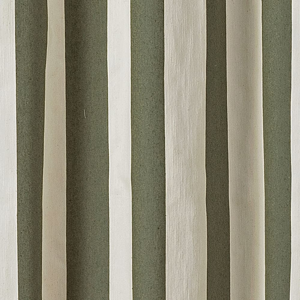 Rideau à rayures verticales en armure satin avec œillets coton vert — vue 4