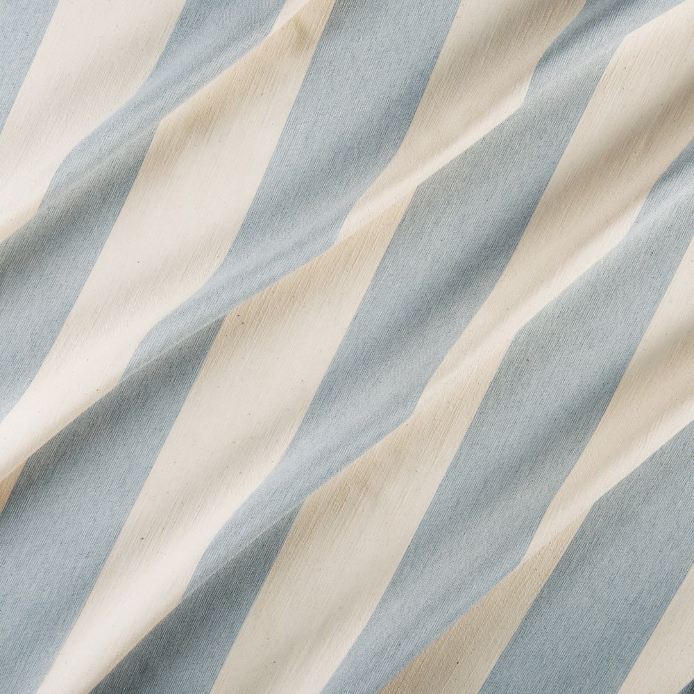 Rideau à rayures verticales en armure satin avec œillets coton bleu — vue 3