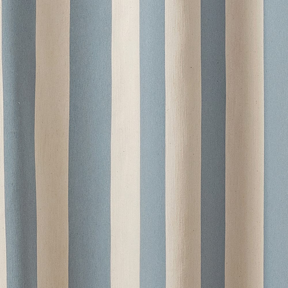 Rideau à rayures verticales en armure satin avec œillets coton bleu — vue 4