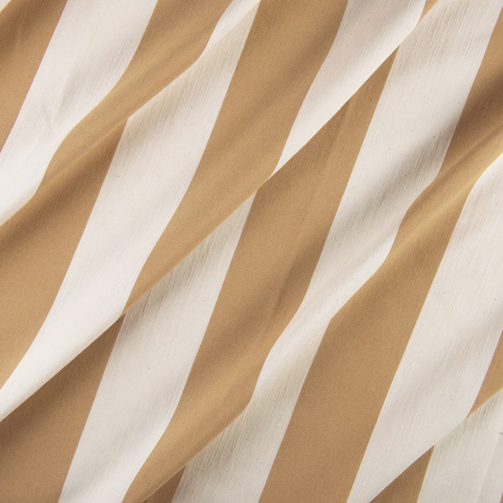 Rideau à rayures verticales en armure satin avec œillets coton marron — vue 3