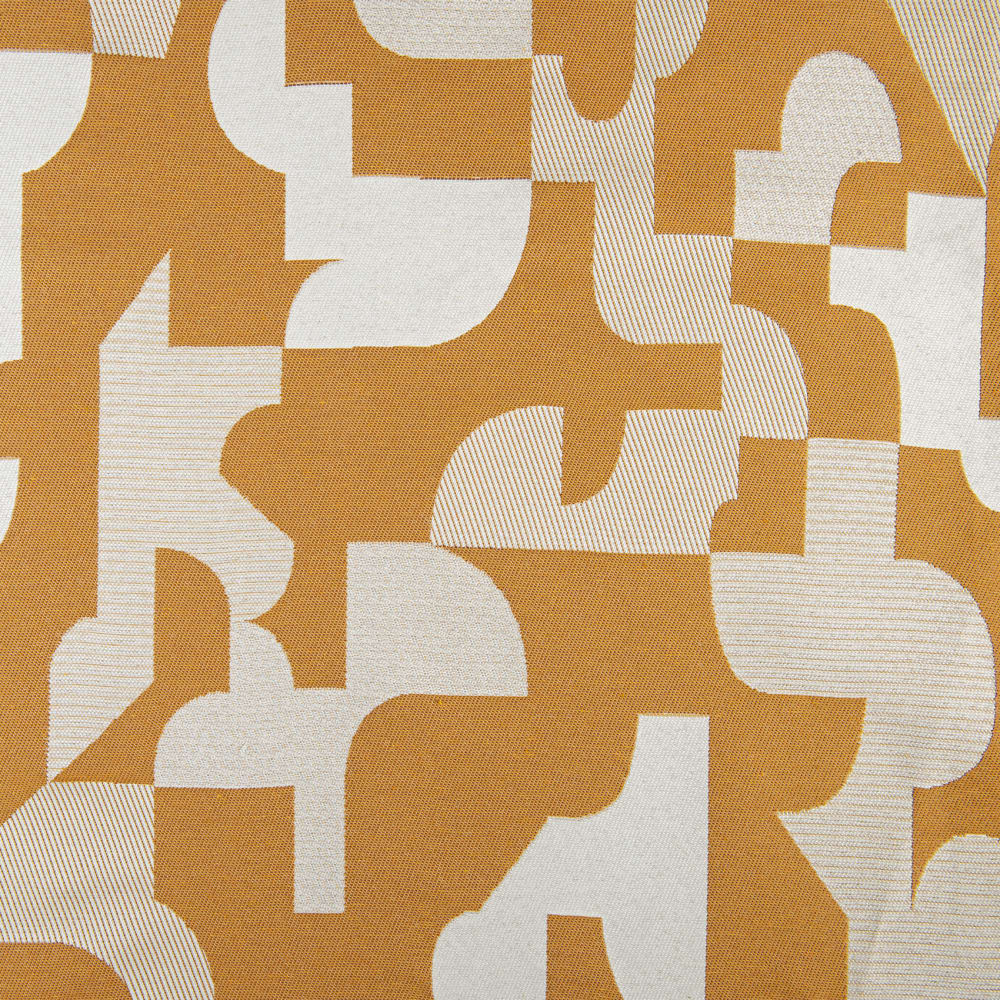 Rideau jacquard géométrique texturé rétro coton jaune moutarde 260 x — vue 3