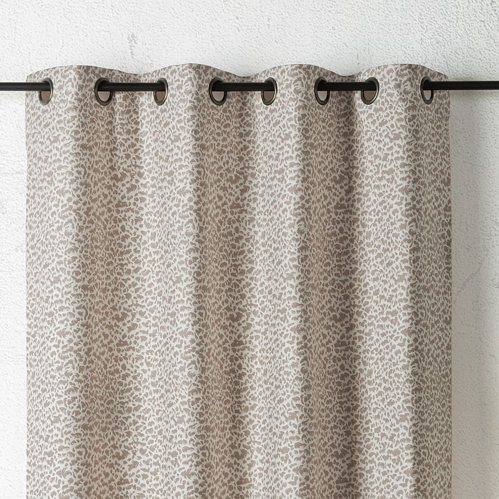 Rideau jacquard abstrait texturé à oeillets coton taupe 260 x 140 — vue 4