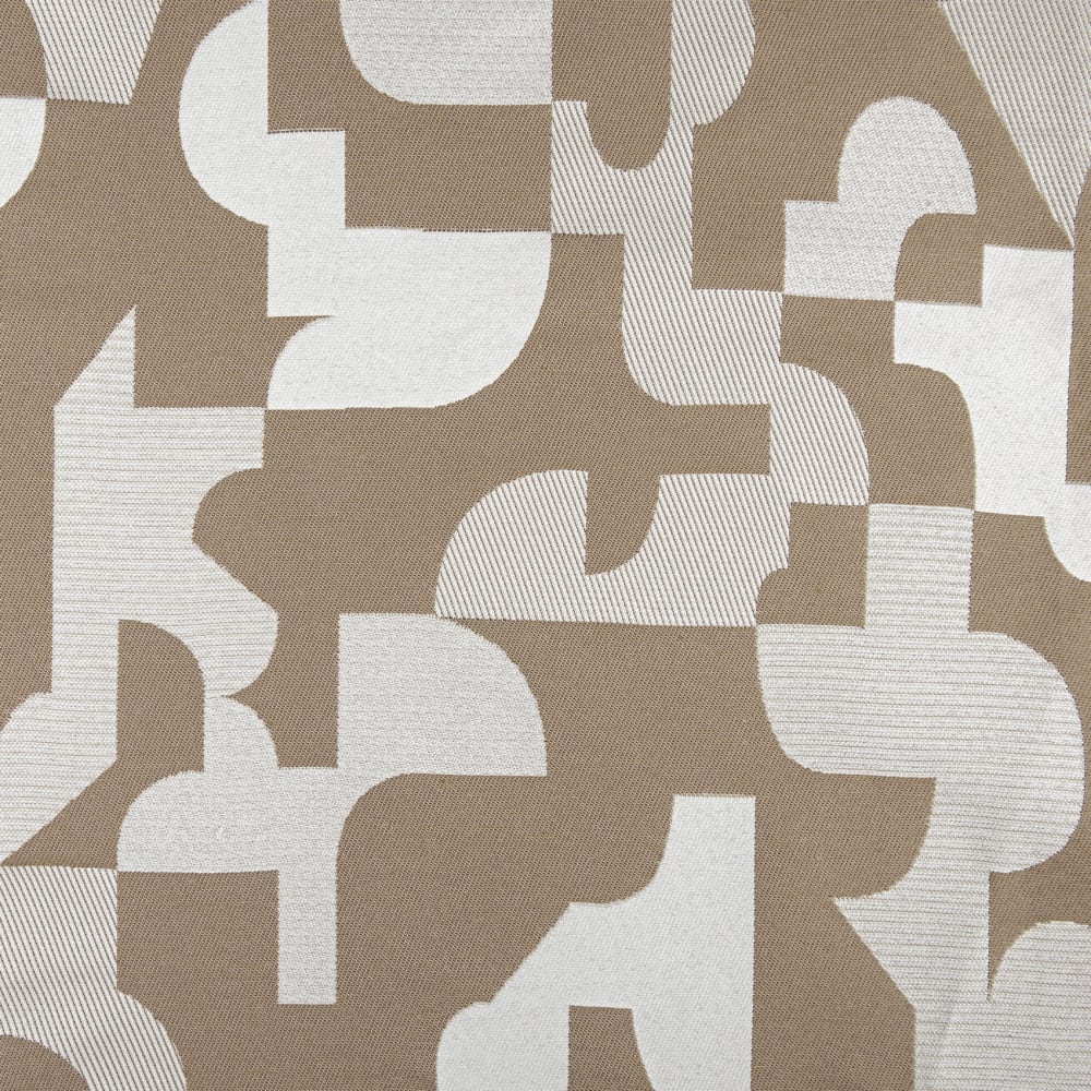 Rideau jacquard géométrique texturé rétro coton taupe 260 x 140 — vue 3