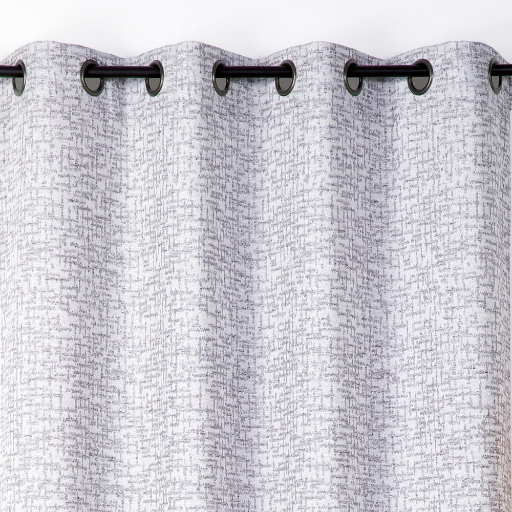 Rideau jacquard à oeillets - effet tweed polyester bleu 140x240 cm — vue 4