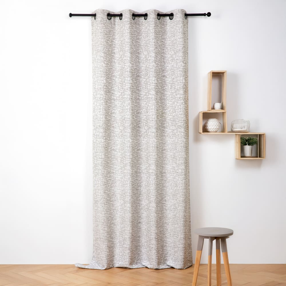 Rideau jacquard à oeillets - brun