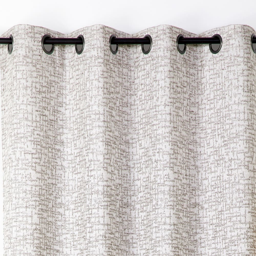 Rideau jacquard à oeillets - effet tweed polyester marron brun — vue 4