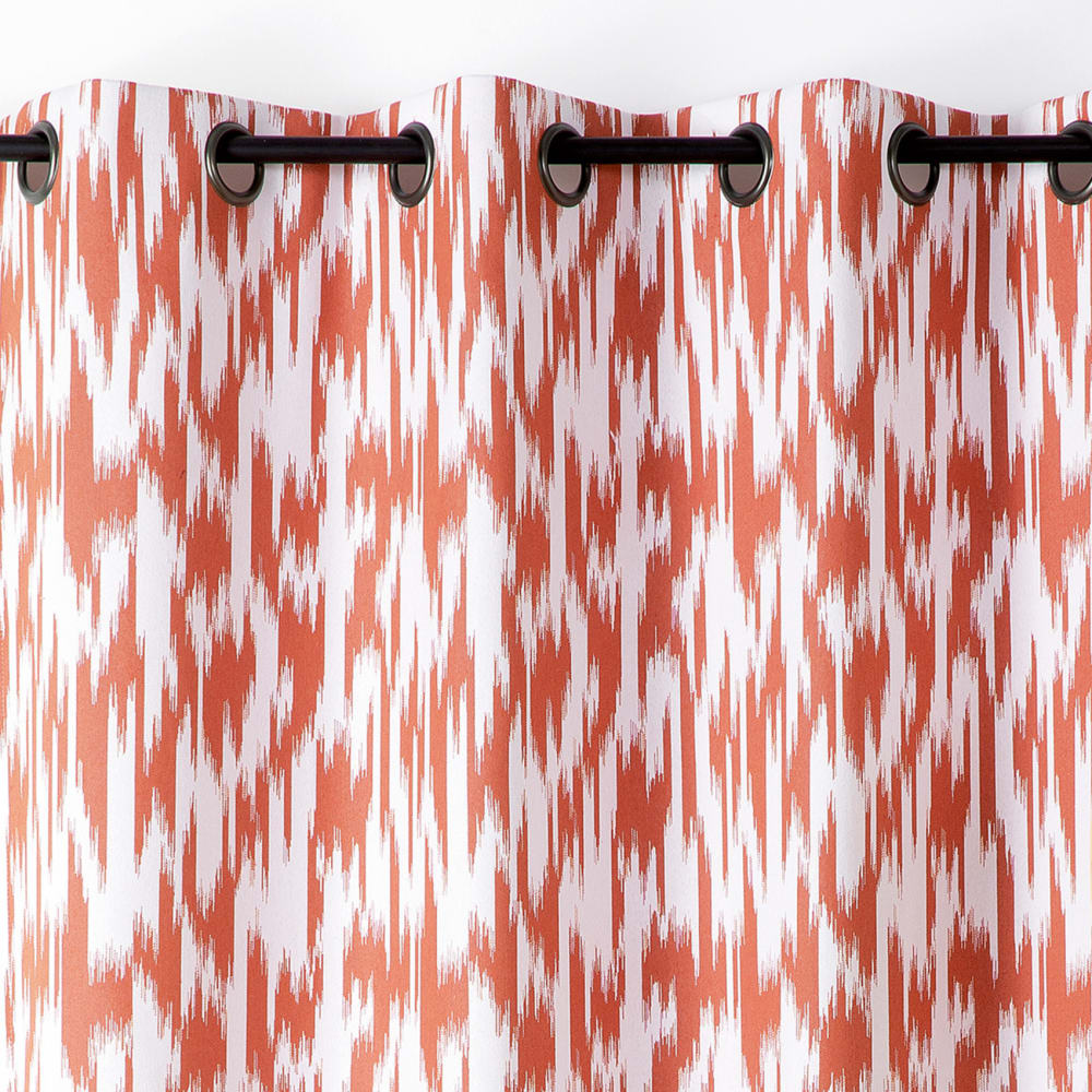 Rideau jacquard motif ikat en fils upcyclés polyester terracotta — vue 4