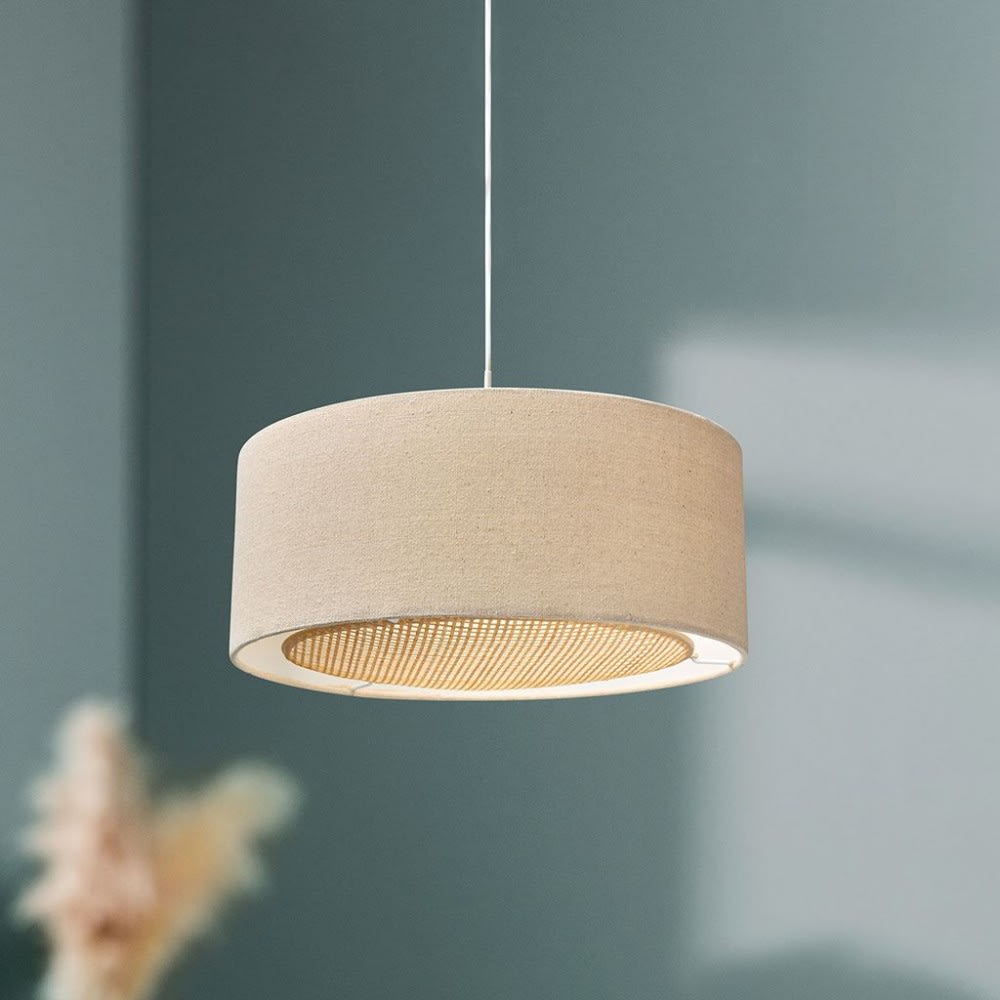 Suspension lin et bambou beige 35cm — vue 3