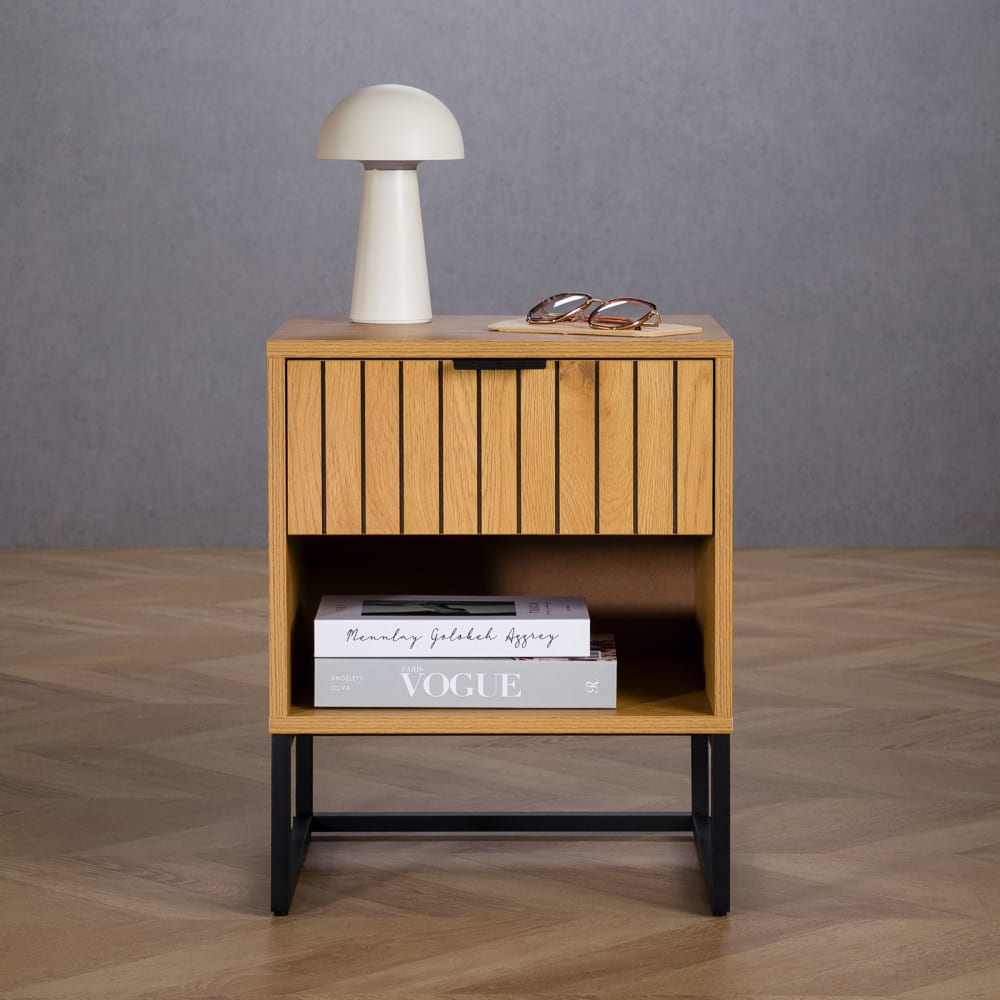 Nachttisch mit Schublade & Ablagefach, schwarz - Maisons Du Monde