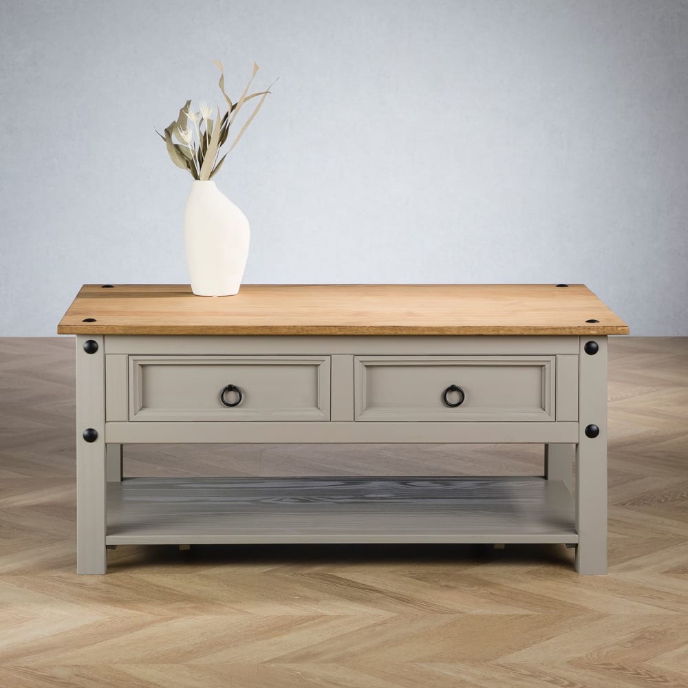 Couchtisch mit 2 Schubladen, grau/braun - Maisons Du Monde