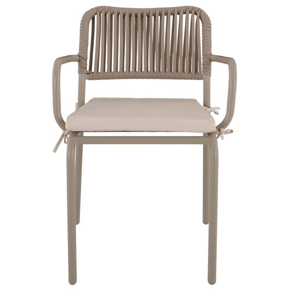 Chaises de jardin (x6) en aluminium avec coussin, coloris champagne