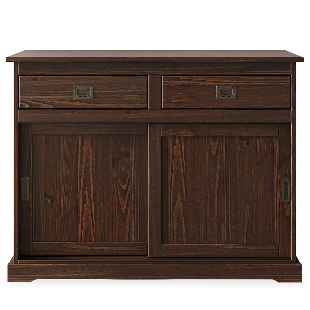 IDIMEX Kommode 2 Schubladen 2 Schiebetüren aus Kiefer, nussbaum style modern Braun Holz