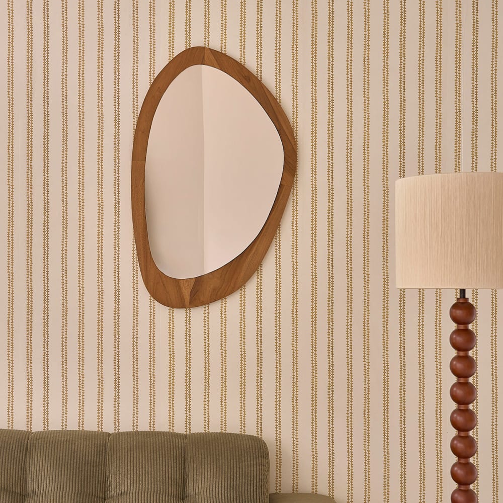 BERAH GETAH Organischer Spiegel aus Teakholz 90 x 60 cm style modern Beige