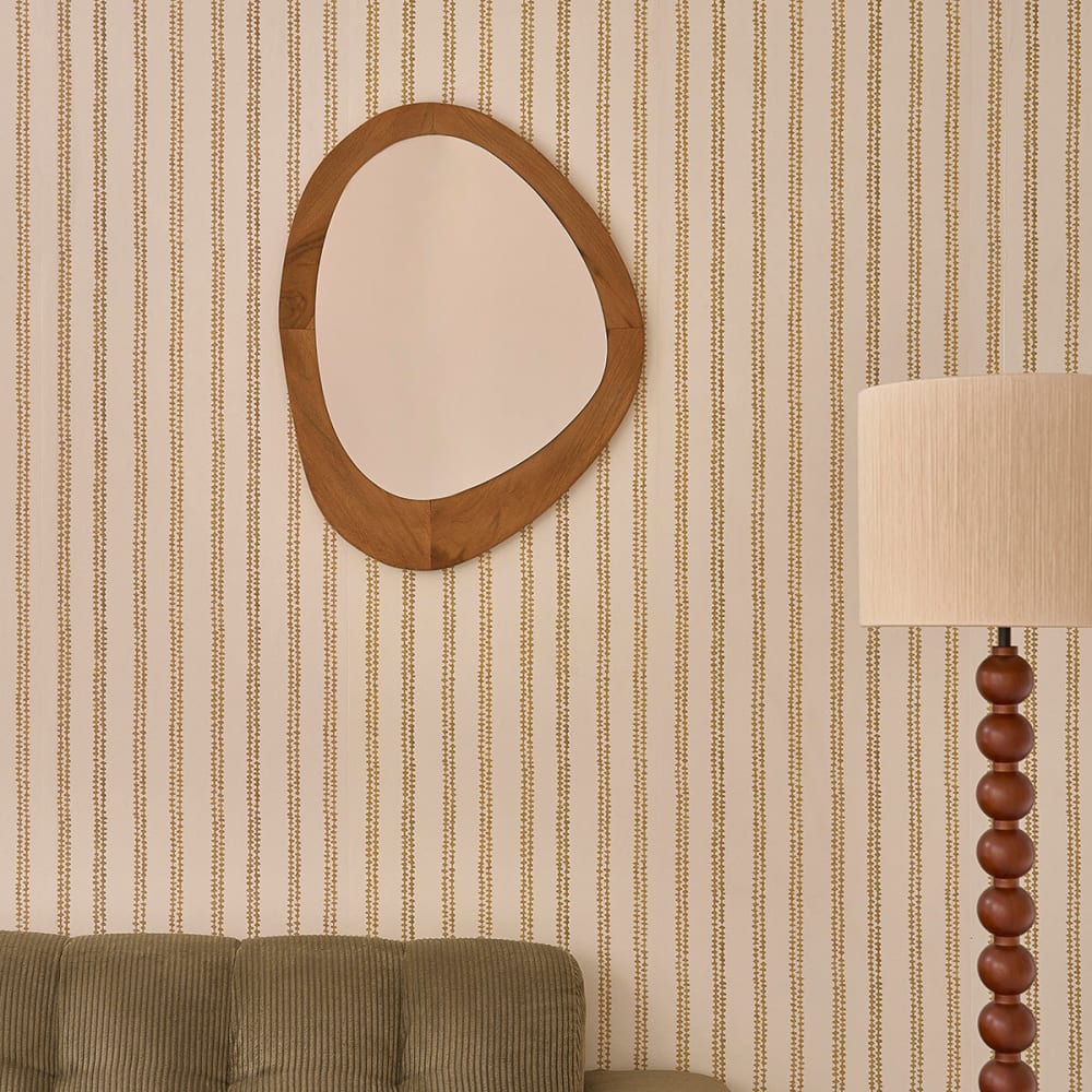 BERAH GETAH Organischer Spiegel aus Teakholz 75 x 60 cm style modern Beige