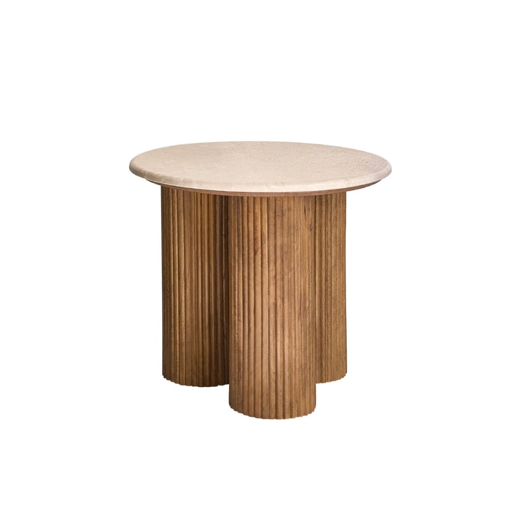Beistelltisch aus Mangoholz und Marmor, rund - Maisons Du Monde