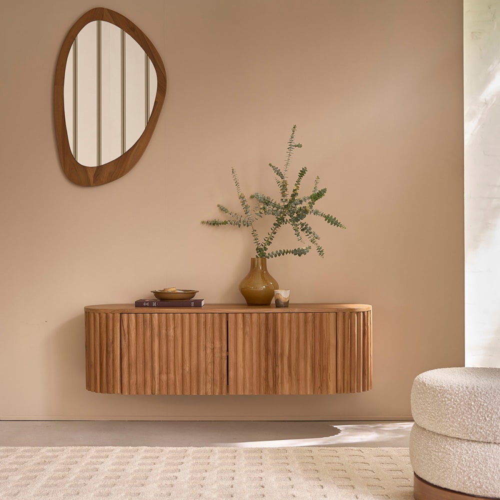 Meuble TV suspendu en teck massif 140 cm