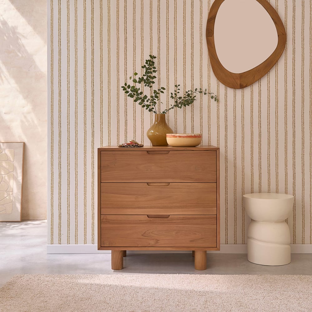 BERAH GETAH Kommode aus Teakholz 80 cm style modern Beige