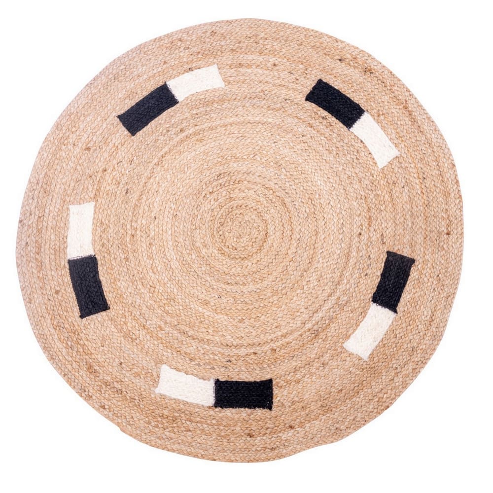 Tapis rond en jute naturelle tissée marron 90 x 90 cm