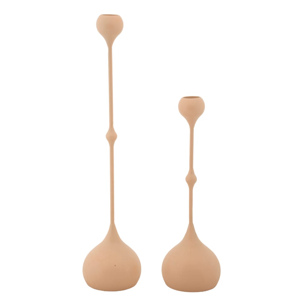 Bougeoir en métal rose et doré (lot de 2, ø 8x26-8x37 cm)