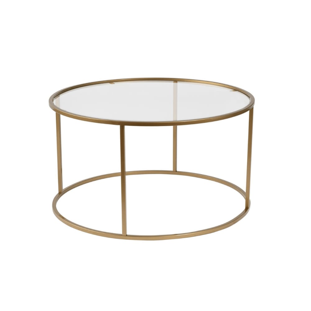 Table basse ronde plateau en verre D80 cm - Doré