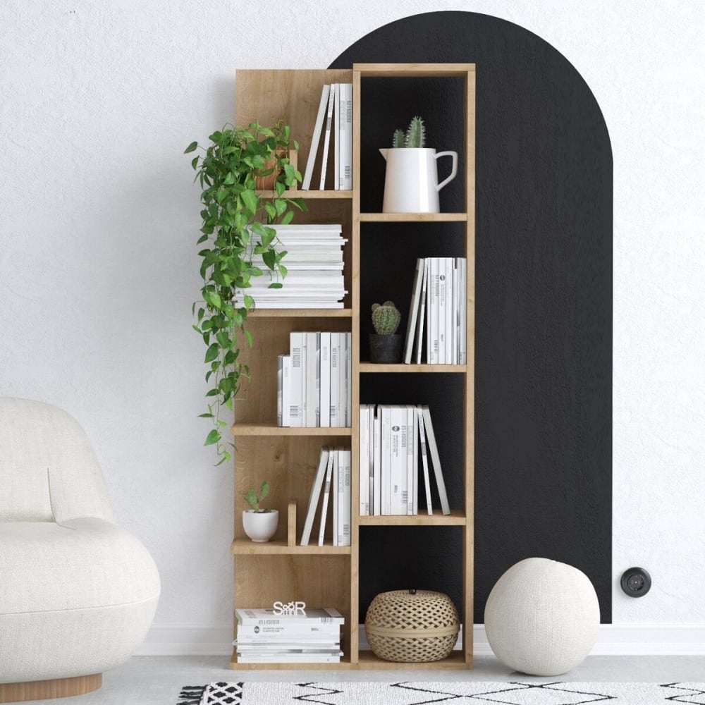Bibliothèque 4 niches 4 étagères h150 cm - chêne