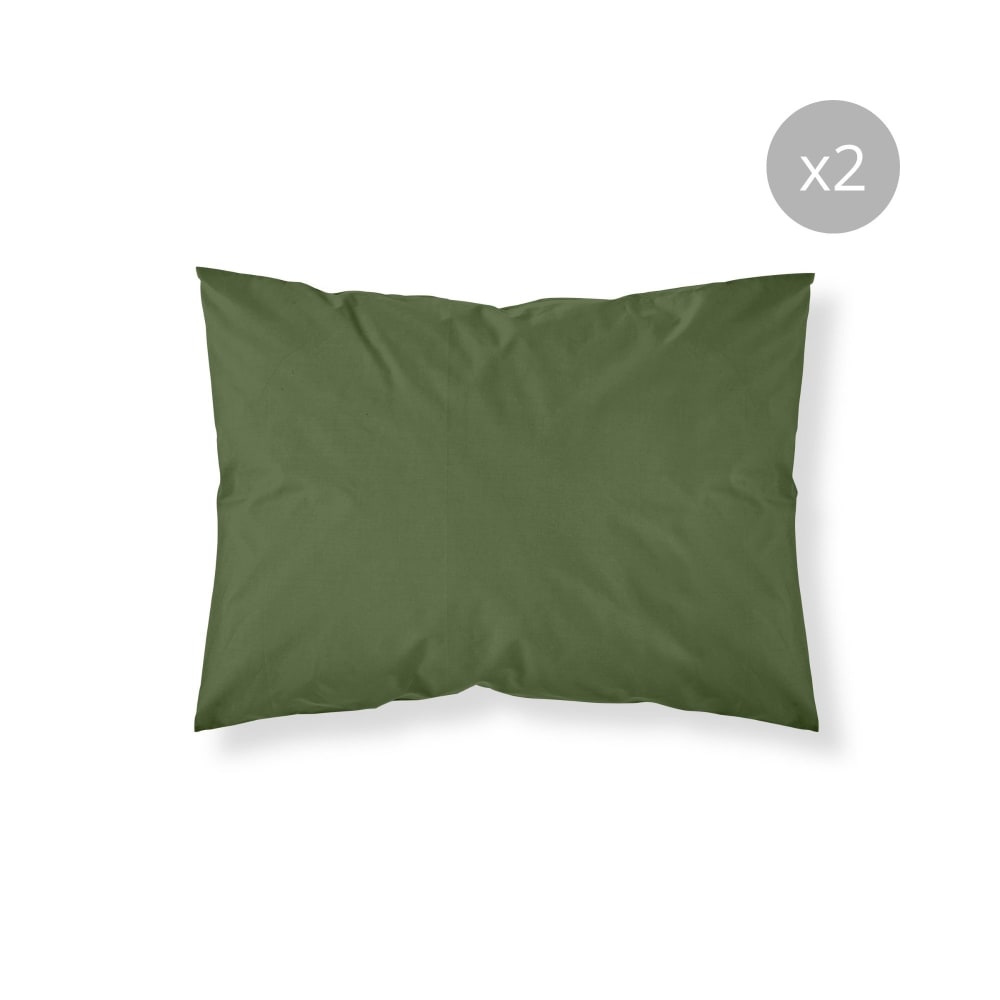Lot de taies d'oreillers 100 % coton vert 50x80 cm