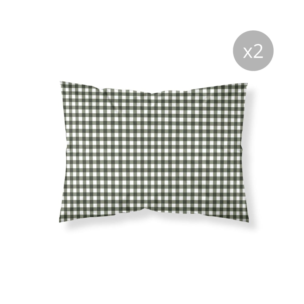 Lot de 2 taies d'oreillers 100 % coton vert 50x80 cm