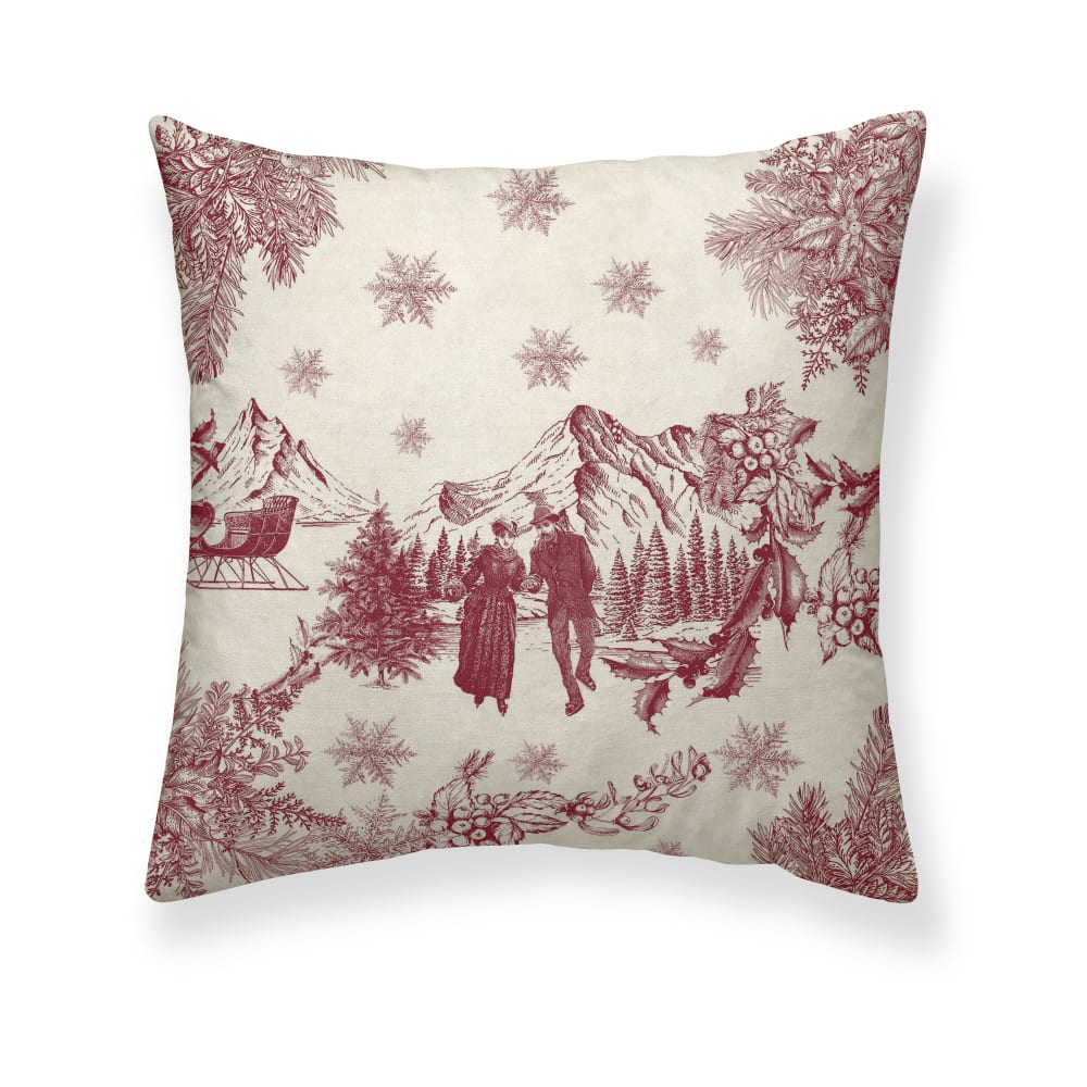 Housse de coussin 100 % coton rouge 50x50 cm