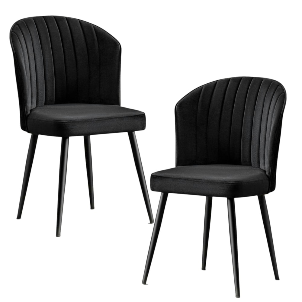 Lot de 2 chaises en velours - dossier