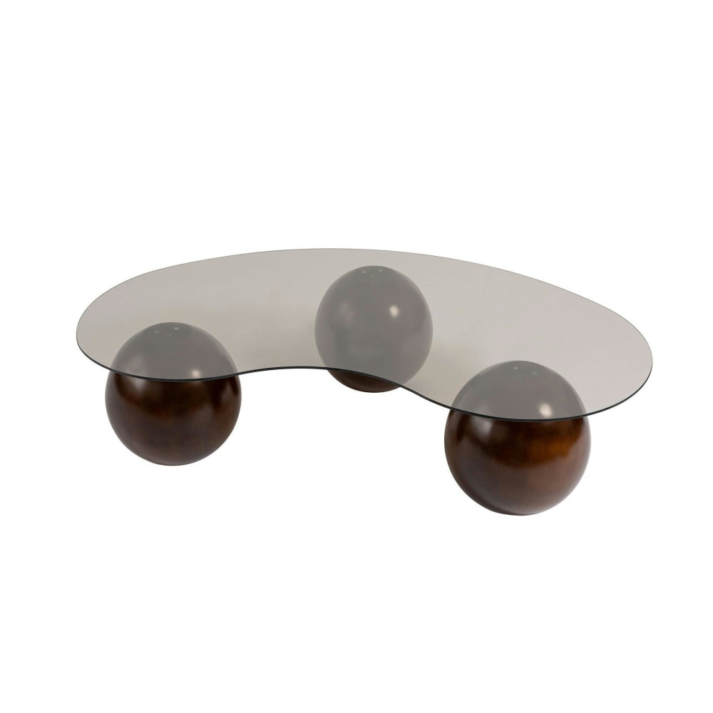 Table basse en verre ambré forme arrondie design