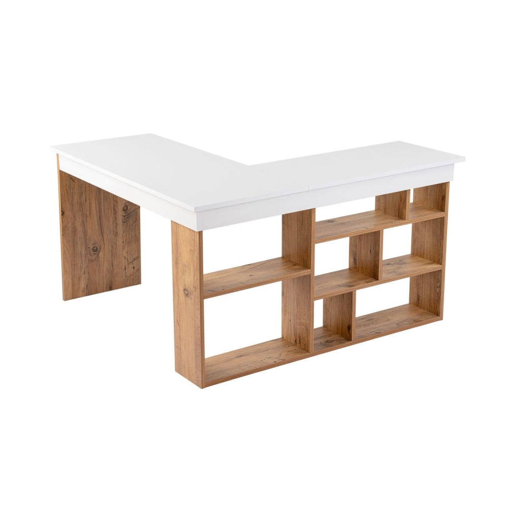 bureau d'angle avec étagères