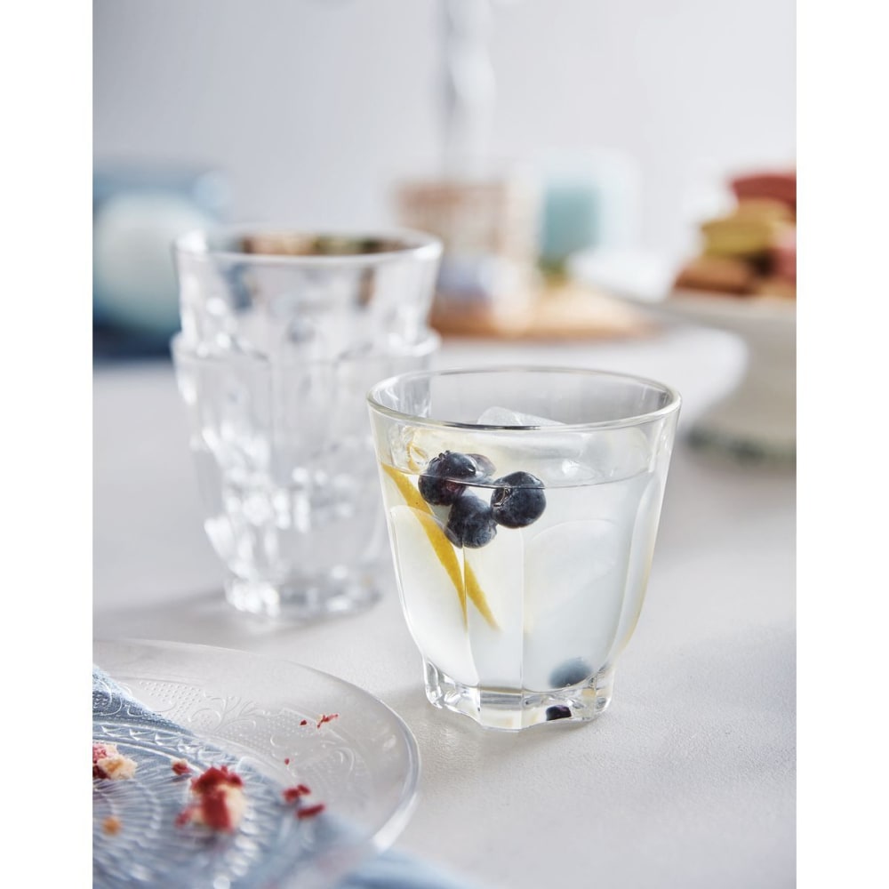 Service de table 19 pièces avec 12 assiettes, 6 verres et 1 carafe 0.