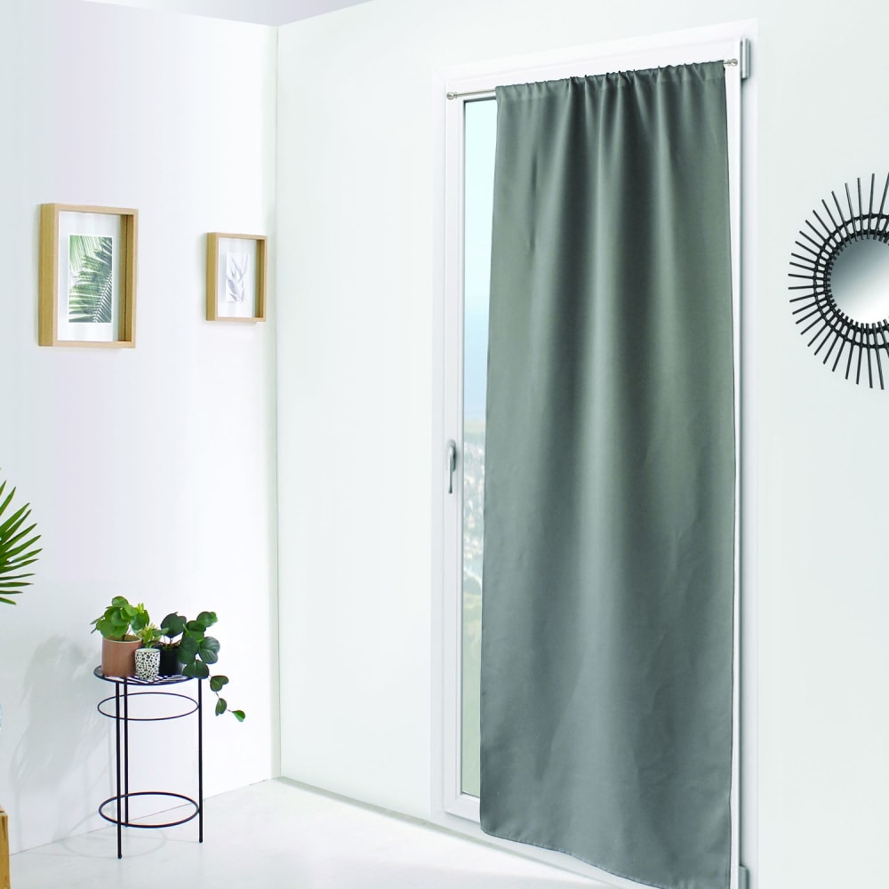 Rideau de porte occultant gris clair 90 x 210 cm