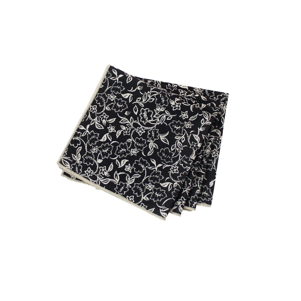 Lot de 4 serviettes de table noires avec lignes écrues 40 x 40 cm