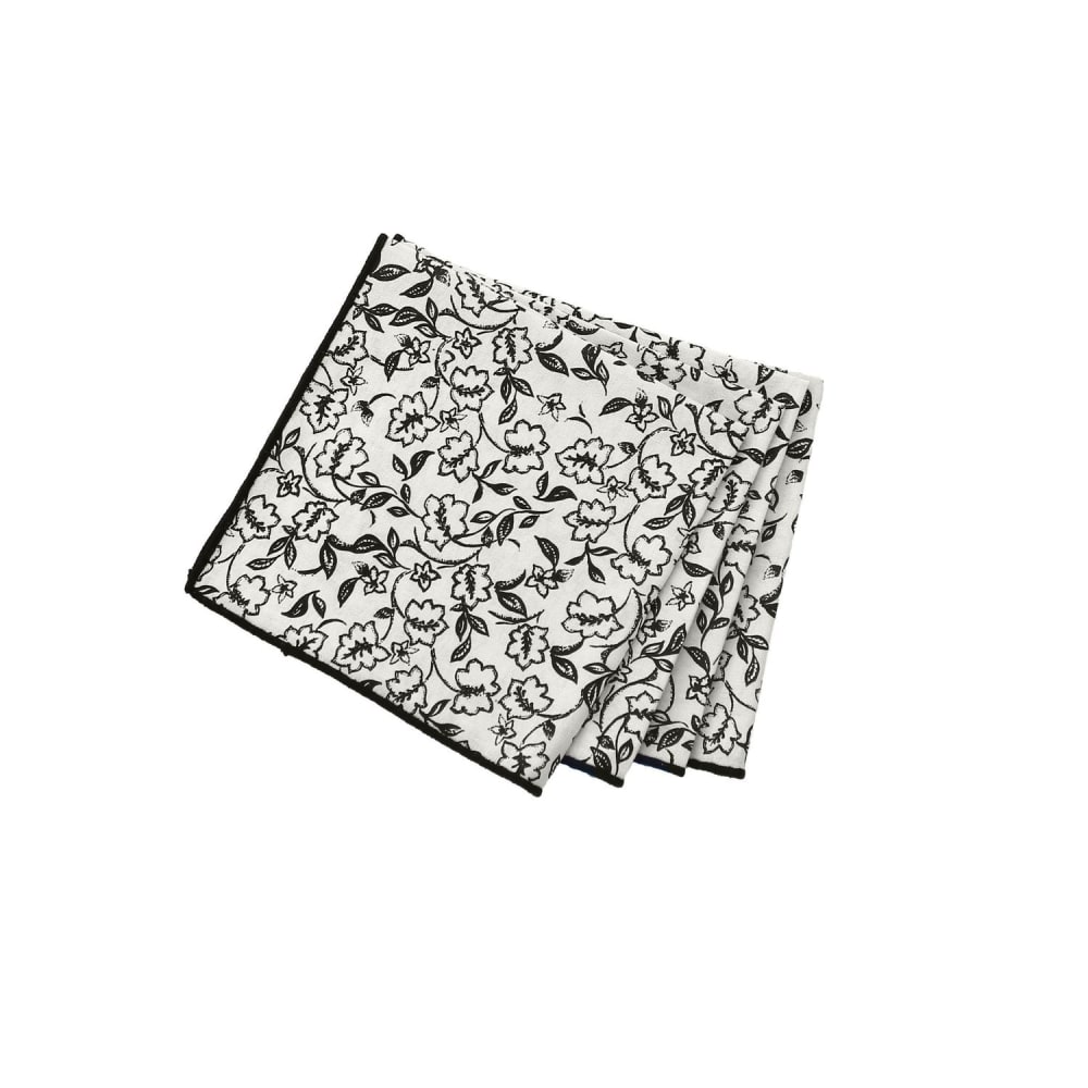 Lot de 4 serviettes de table écrues avec lignes noires 40 x 40 cm