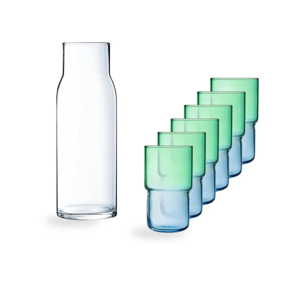 Ensemble carafe et 6 verres à eau 32 cl bleus Ensemble carafe et 6 verres à eau 32 cl bleus