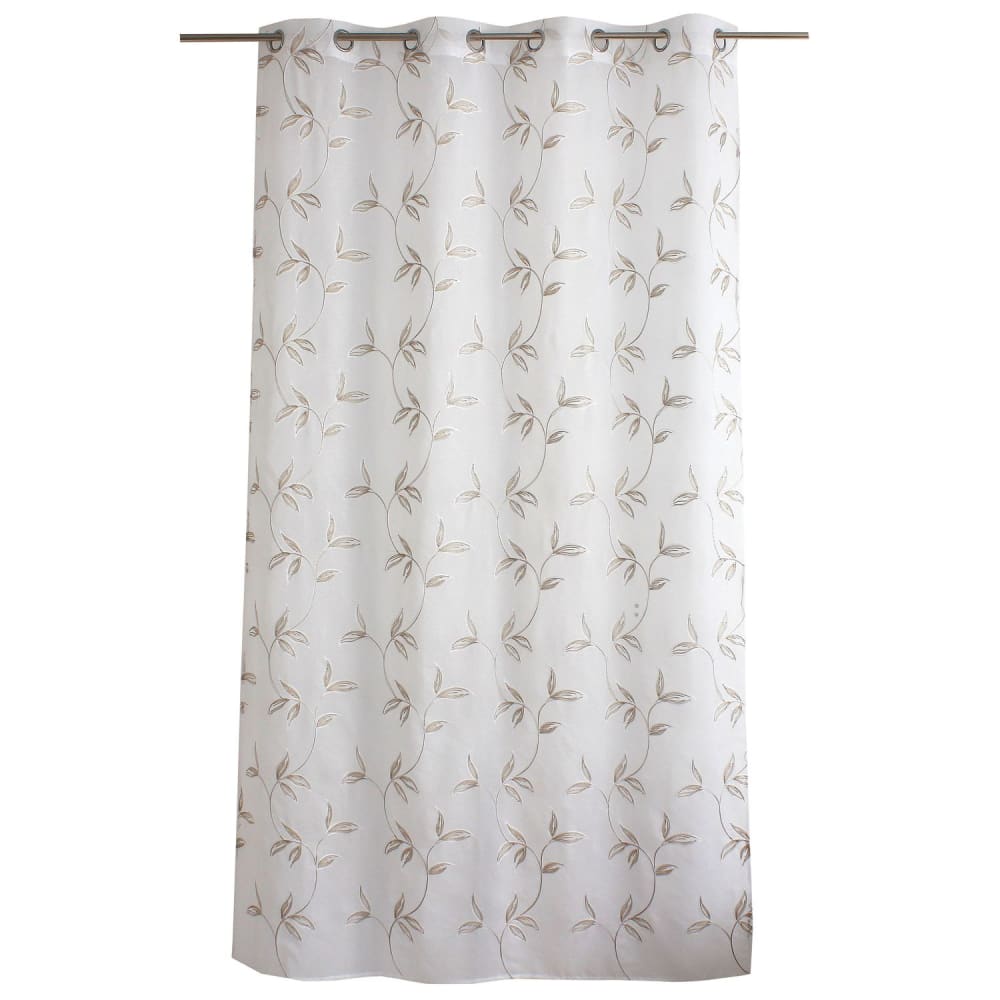 Voilage brodé blanc et beige 140 x 240 cm - Maisons du Monde