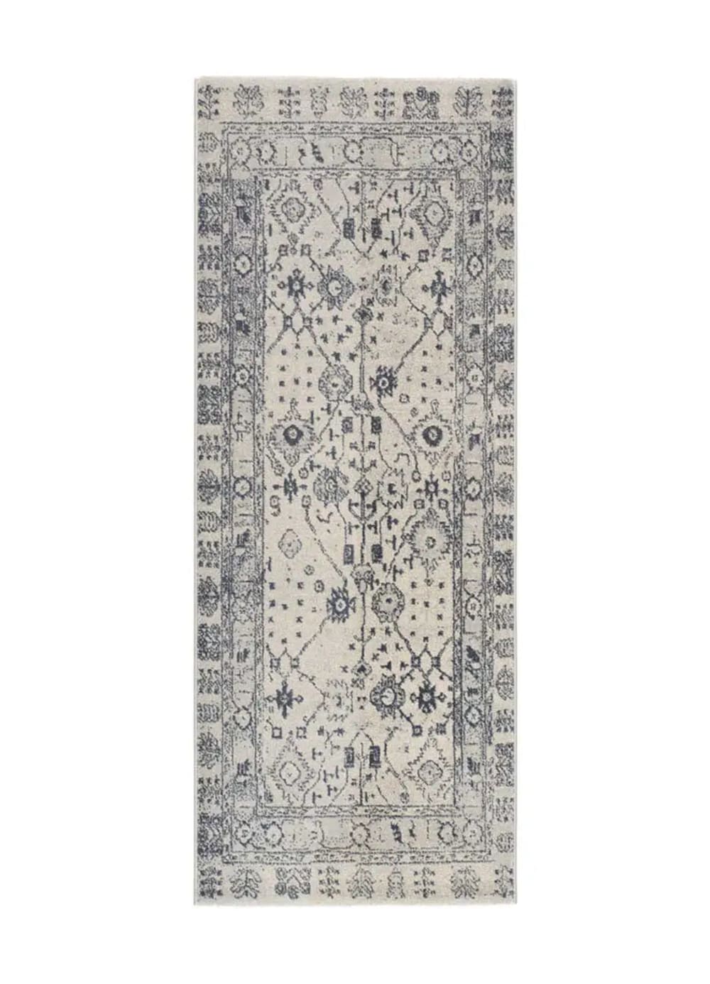 Tapis de couloir vintage bleu / crème 80x200 cm