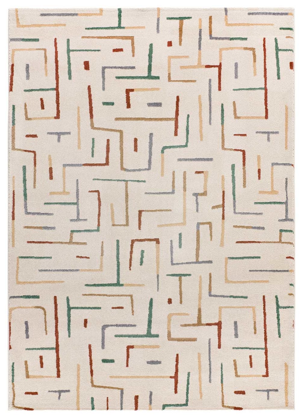 Tapis  géométrique beige/multicolore 200x290 cm