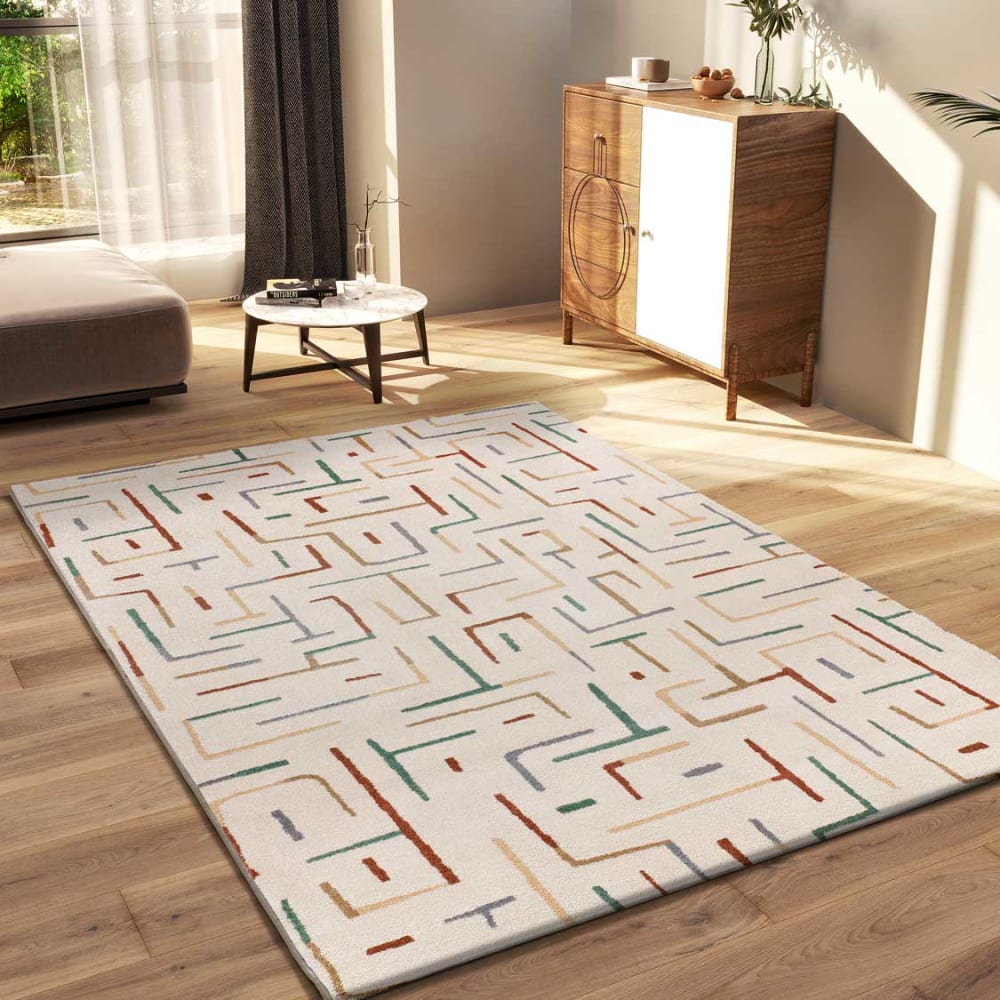 Tapis géométrique beige/multicolore 200x290 cm — vue 3