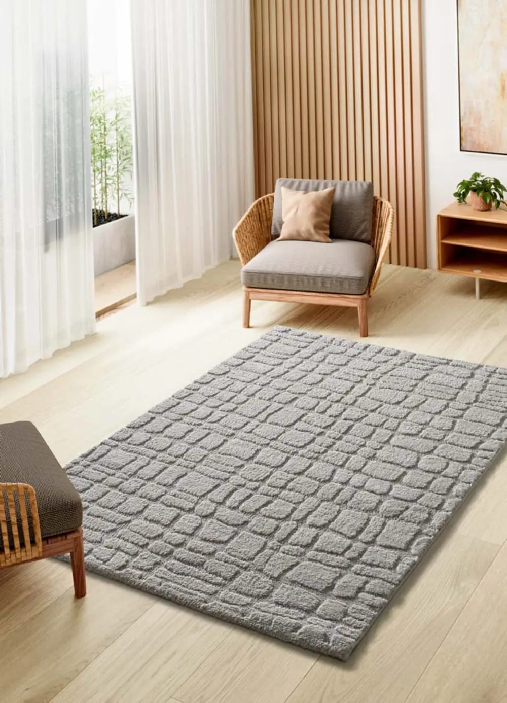 Tapis à relief scandinave gris 190x285 cm — vue 3