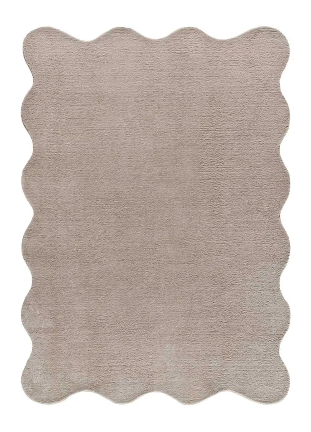 Waschbarer Teppich, einfarbig mit gewelltem Rand, stein, 160x230