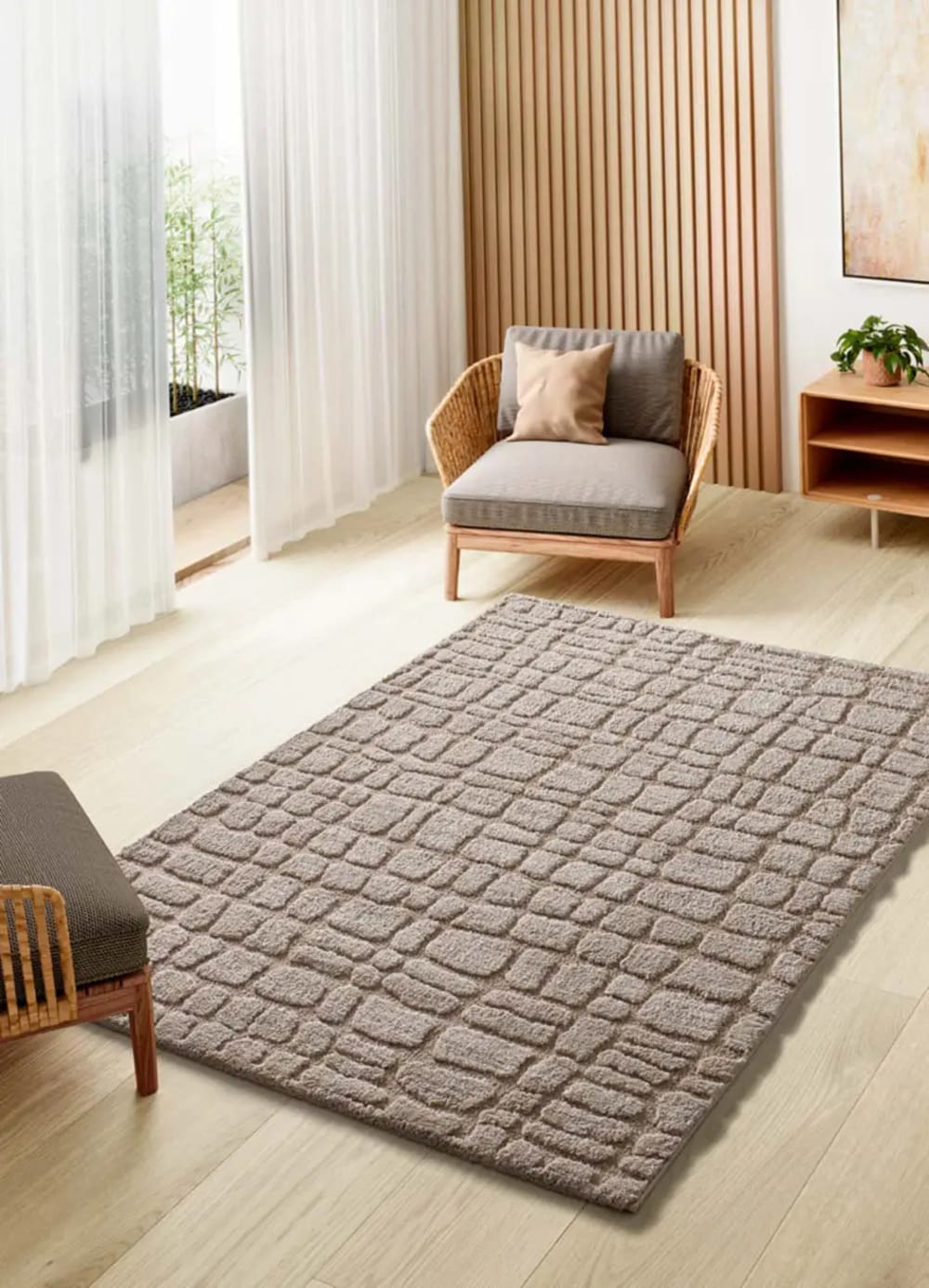 Tapis à relief scandinave taupe 152x235 cm — vue 3