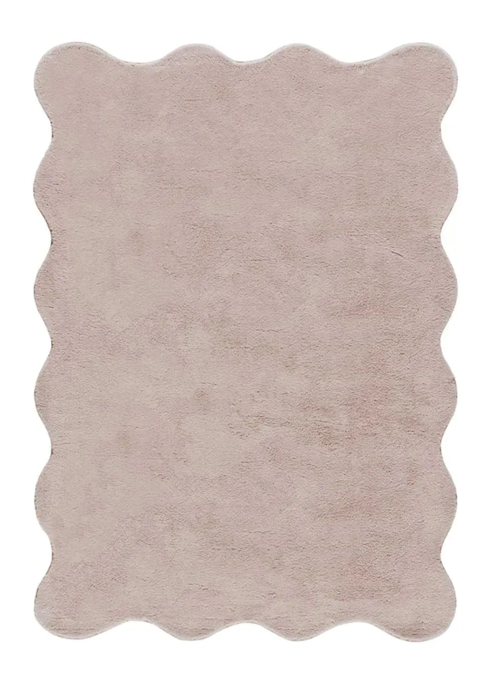 Tapis lavable uni rose poudré à bordure ondulée 160x230 cm
