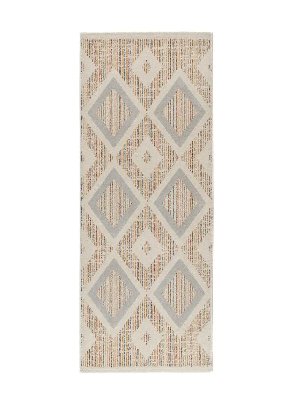 Tapis de couloir géométrique multicolore / beige 80x200 cm