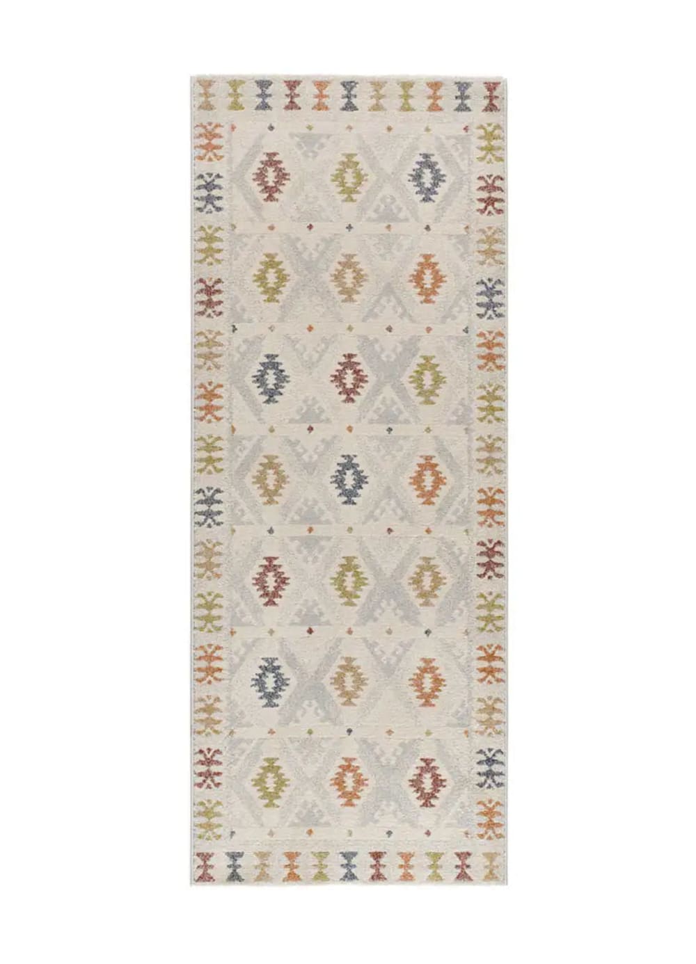Tapis de couloir ethnique multicolore / beige 80x200 cm