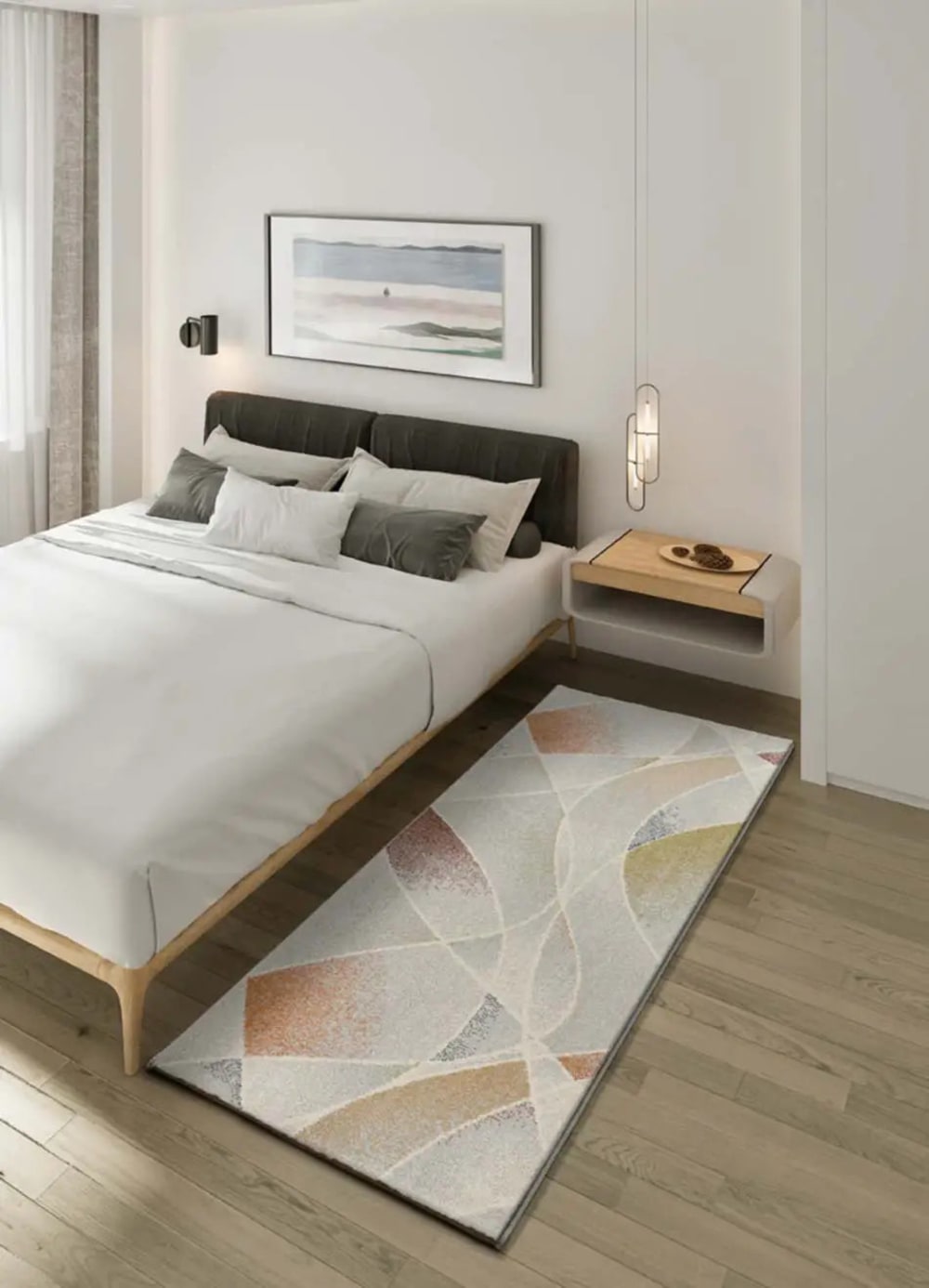 Tapis de couloir abstrait multicolore / beige 80x200 cm — vue 3